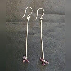 Vintage Sterling Silver Amethyst Bead Dangle Earrings Very Unique Design